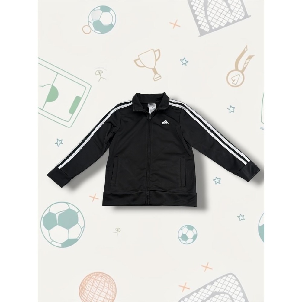 Adidas Essentials 3-Stripe Full Zip Tricot Track Jacket Black Size 6